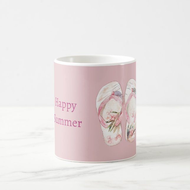 Caneca De Café Sandálias Rosa Feliz Verão (Centro)
