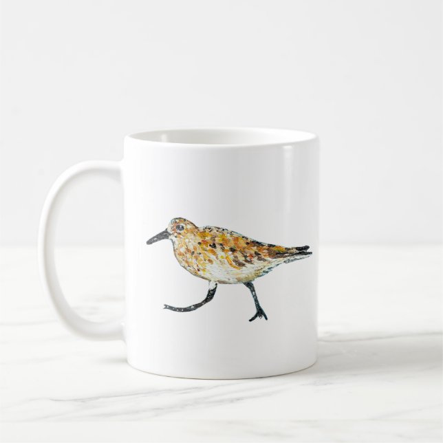 Caneca De Café Sandpiper Shorebird Coastal Beach Art (Esquerda)