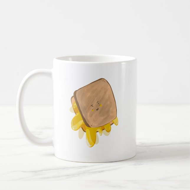 Caneca De Café Sanduíche De Derivação De Queijo Grelhado E Gelado (Esquerda)