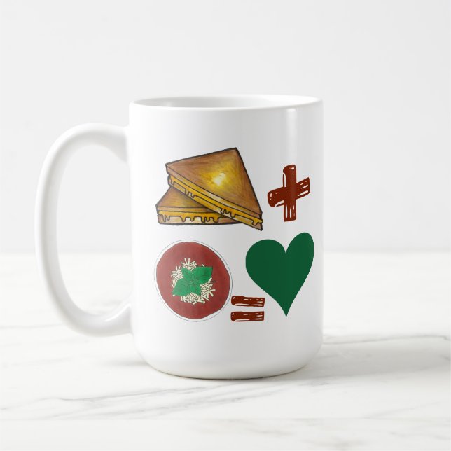 Caneca De Café Sanduíche de Queijo grelhado + Sopa de Tomate = Co (Esquerda)