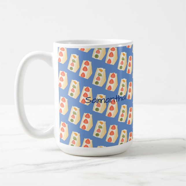 Caneca De Café Sanduíches De fruta E De Sobremesa De Creme (Esquerda)