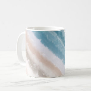 Caneca De Café Sandy Beach Ocean Waves Abstrato Watercolor