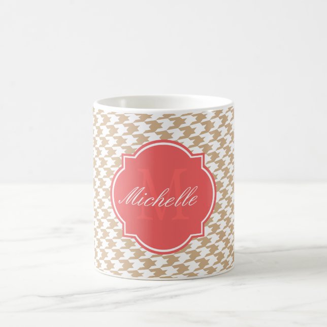 Caneca De Café Sandy Houndstooth Monograma Mug (Centro)