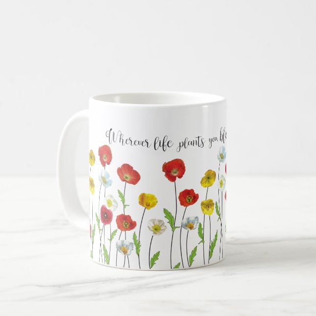 Caneca De Café Sangue com flores de grana (Frente Esquerda)