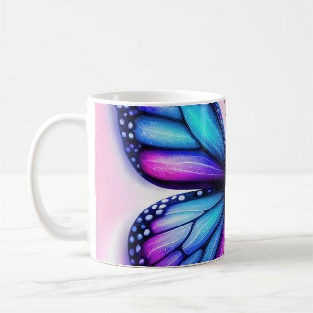 Caneca De Café Sangue Encantado: Onde Borboletas Dançam Entre Flo (Esquerda)