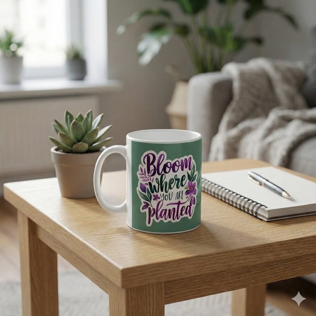 Caneca De Café Sangue Onde Você Está Plantado (Encourage someone to bloom with this, "Bloom where you are planted" mug! )