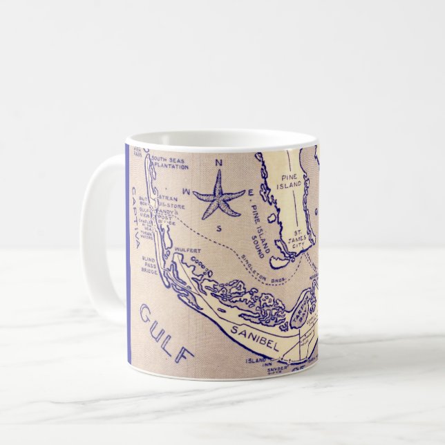 Caneca De Café Sanibel Captival Florida Map Mug (Frente Esquerda)