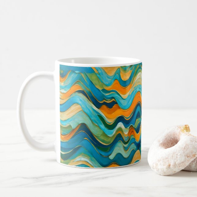Caneca De Café "Sanlúcar" Blue Orange Waves (Com Donut)