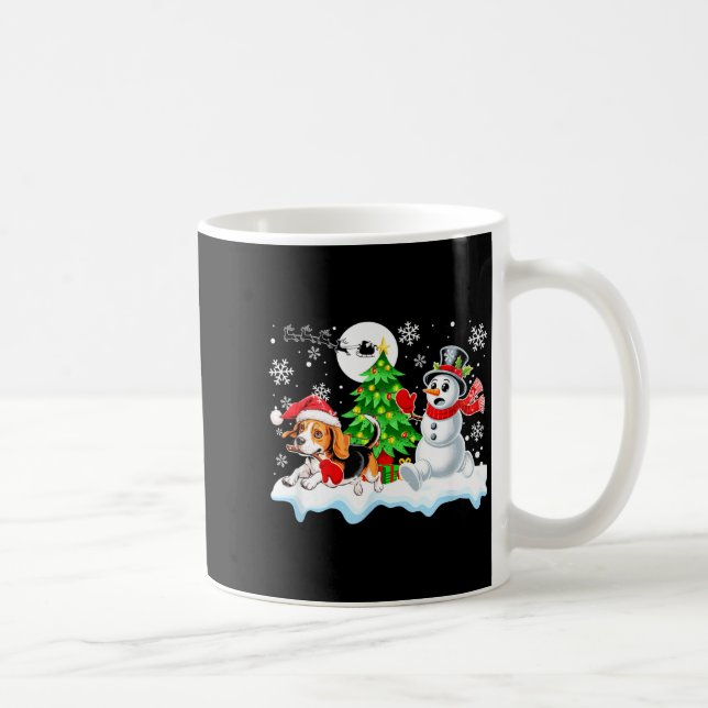 Caneca De Café Santa Beagle Snowman Running Friends Christmas Own (Direita)