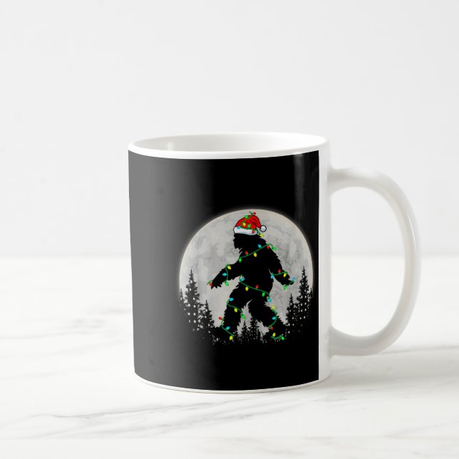 Caneca De Café Santa Bigfoot Christmas Lights Rock Funny Sasquatc (Direita)