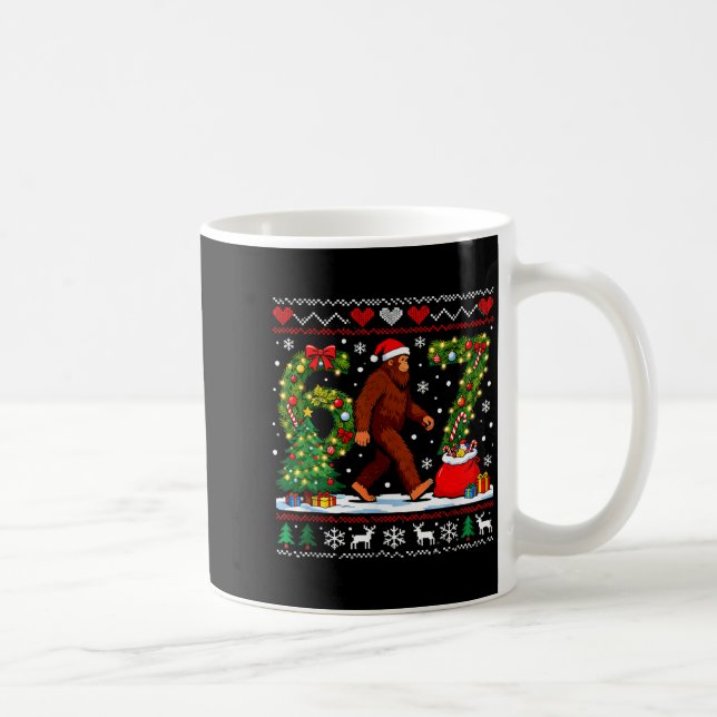 Caneca De Café Santa Bigfoot Christmas Tree Funny Sasquatch 67  (Direita)