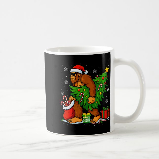 Caneca De Café Santa Bigfoot Christmas Tree Xmas Lights Funny Sas (Direita)