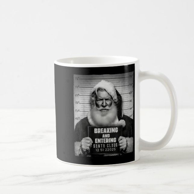 Caneca De Café Santa Breaking Entering Mugshot Funny Christmas Ho (Direita)