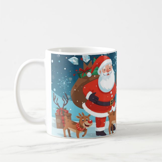 Caneca De Café Santa Claus and the reindeer (Esquerda)