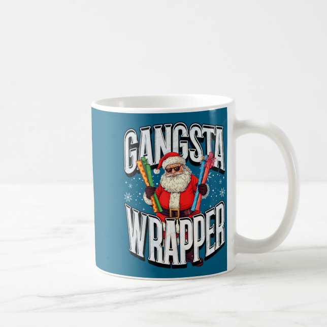 Caneca De Café Santa Claus Gangsta Wrapper Funny Christmas  (Direita)