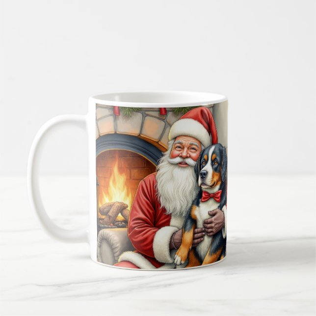 Caneca De Café Santa Claus Holding Bernese Mountain Dog Christmas (Esquerda)