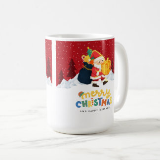 Caneca De Café Santa Claus in a Magical Winter Wonderland — Merry