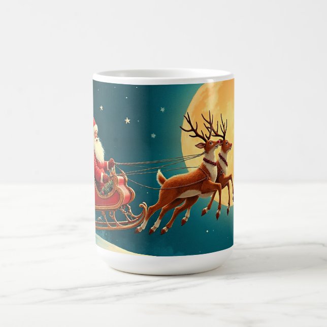 Caneca De Café Santa Claus in sleigh with reindeer (Centro)