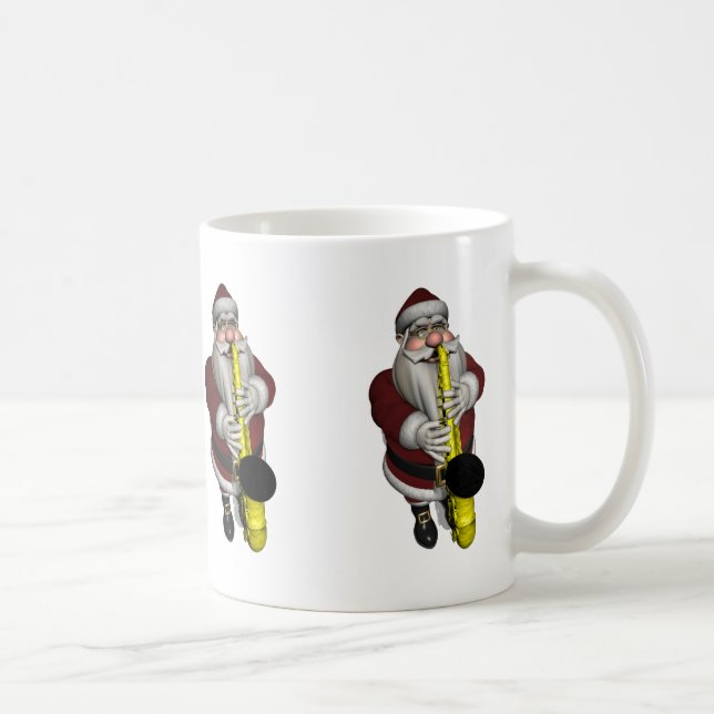 Caneca De Café Santa Claus Jogando Saxofone (Direita)