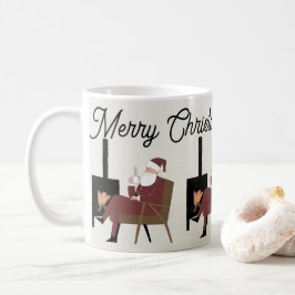 Caneca De Café Santa Claus mug in front of the fireplace 