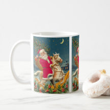 Santa Claus on a wooden horse