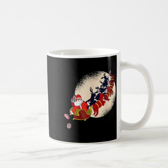 Caneca De Café Santa Claus On Christmas Sleigh Pulled By Reindeer (Direita)