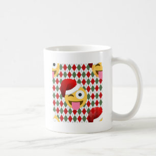 Caneca De Café santa claus piscar os olhos emoji