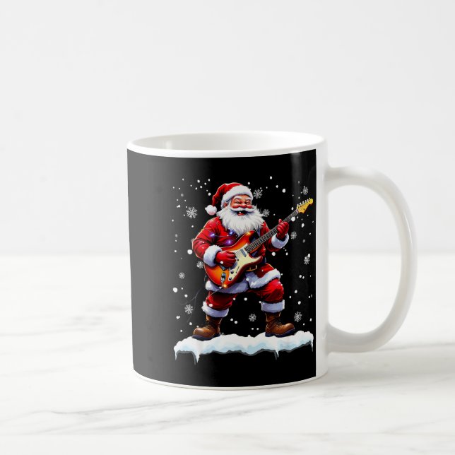 Caneca De Café Santa Claus Playing B Guitar Christmas Xmas Music  (Direita)