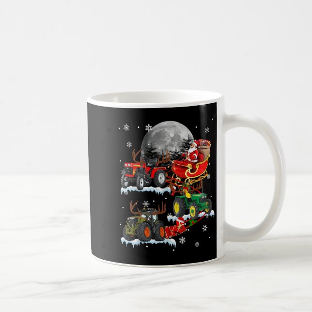 Caneca De Café Santa Claus Riding Tractor Sleigh Christmas Tracto (Direita)