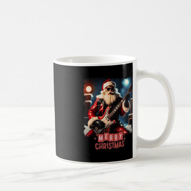 Caneca De Café Santa Claus Rock Guitar Feliz Natal (Direita)
