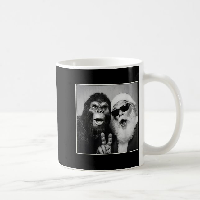 Caneca De Café Santa Claus Selfie Bigfoot Christmas Funny Sasquat (Direita)