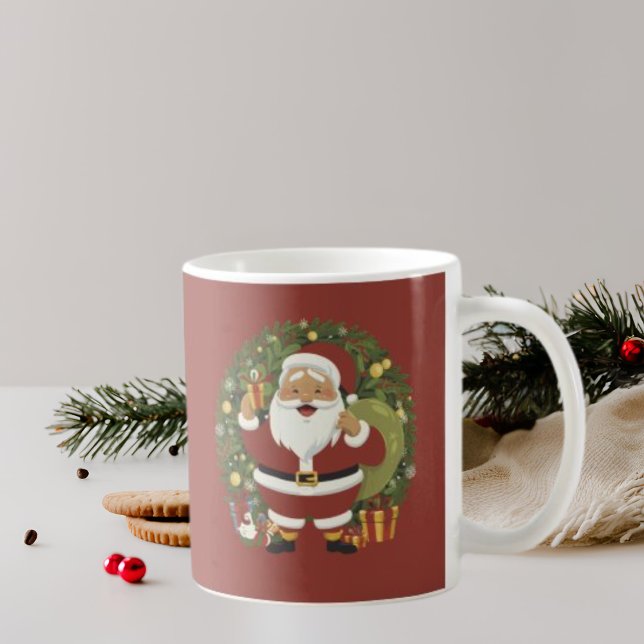Caneca De Café Santa Claus Wreath Coffee Mug (Criador carregado)