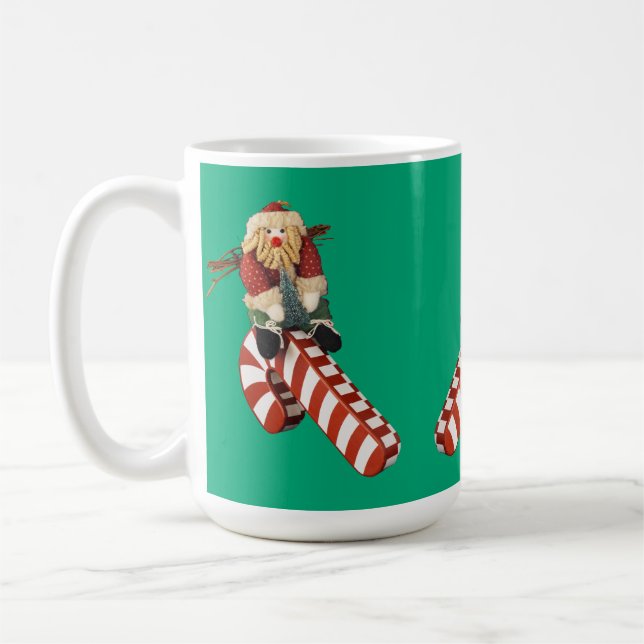 Caneca De Café Santa Clause rides candy cane slide for Christmas. (Esquerda)
