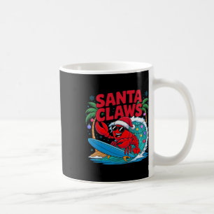 Caneca De Café Santa Claws Lagosta Divertida de Natal Com Palmeir