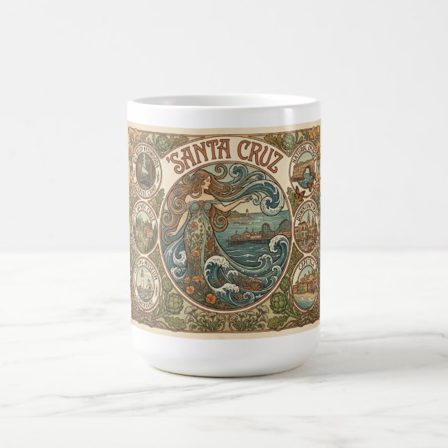 Caneca De Café Santa Cruz California Art‑Nouveau Coast (Centro)