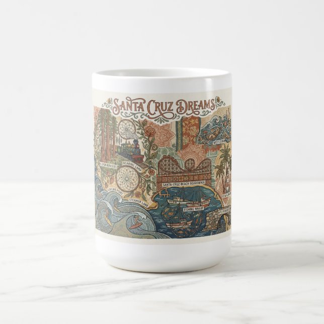 Caneca De Café Santa Cruz California Dreams Map UCSC Surfing (Centro)