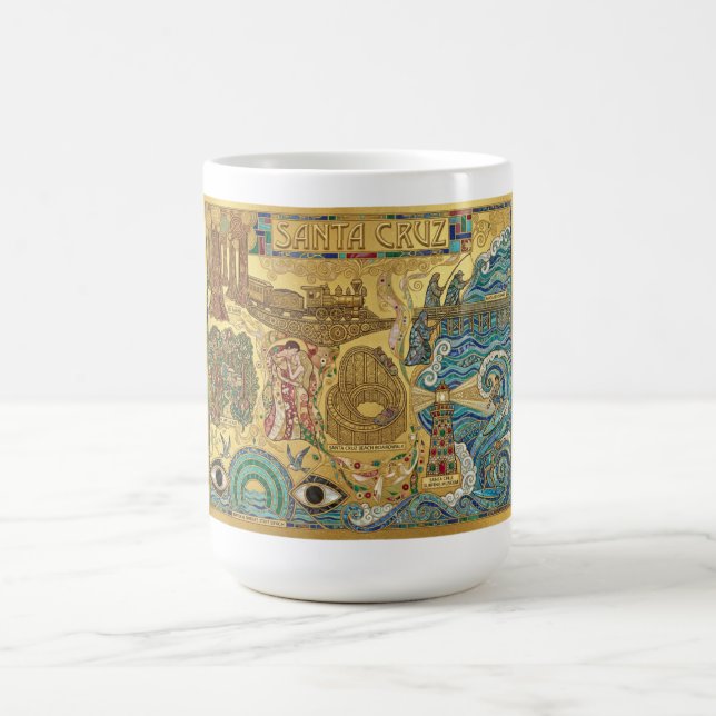 Caneca De Café Santa Cruz California Mosaic Map Boardwalk Beach (Centro)