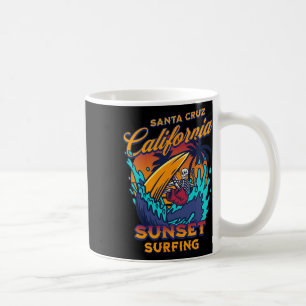 Caneca De Café Santa Cruz Califórnia Surfando Esqueleto Pôr do So