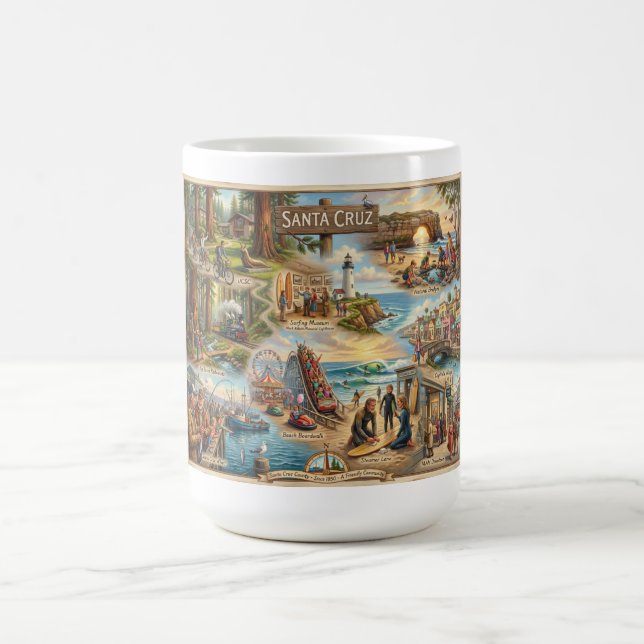 Caneca De Café Santa Cruz Vibe Map – Cultural Coastal Art Print (Centro)