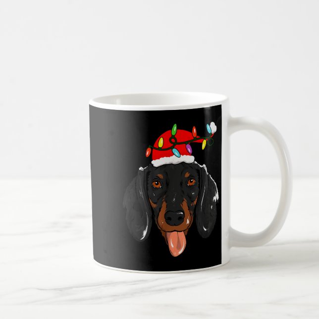Caneca De Café Santa Dachshund Light Christmas  (Direita)