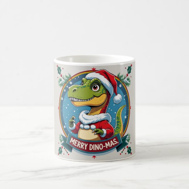 Caneca De Café Santa Dinosaur Christmas Funny “Merry Dino-Mas”  (Centro)