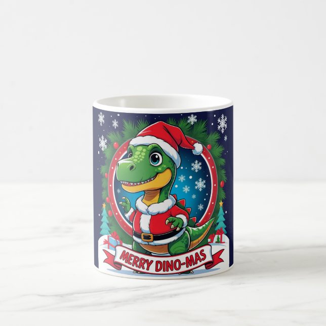 Caneca De Café Santa Dinosaur Christmas Funny “Merry Dino-Mas”  (Centro)