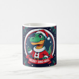 Caneca De Café Santa Dinosaur Christmas Funny “Merry Dino-Mas”
