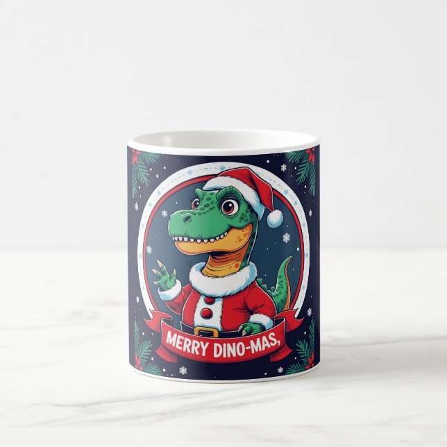 Caneca De Café Santa Dinosaur Christmas Funny “Merry Dino-Mas”  (Centro)