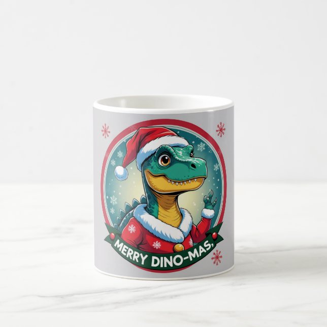 Caneca De Café Santa Dinosaur Christmas Funny “Merry Dino-Mas”  (Centro)