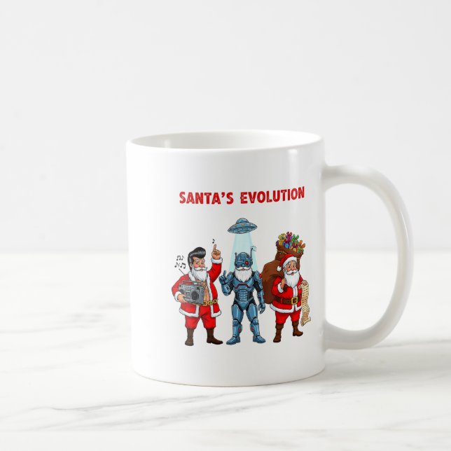Caneca De Café Santa Evolution Robot Clic Future Funny Christmas  (Direita)