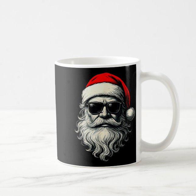 Caneca De Café Santa Face Retro Sungles Funny Christmas Pajama Me (Direita)