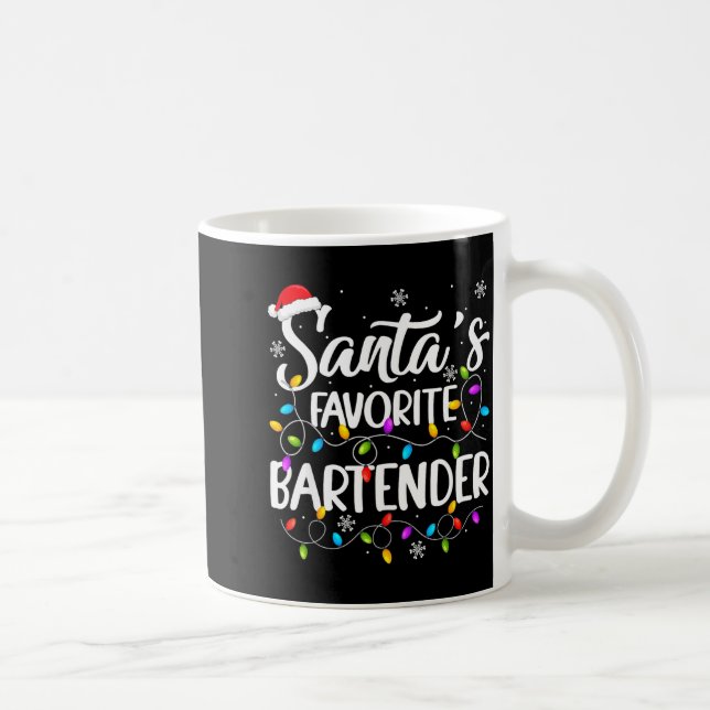 Caneca De Café Santa Favorite Bartender Christmas Lights Funny Xm (Direita)