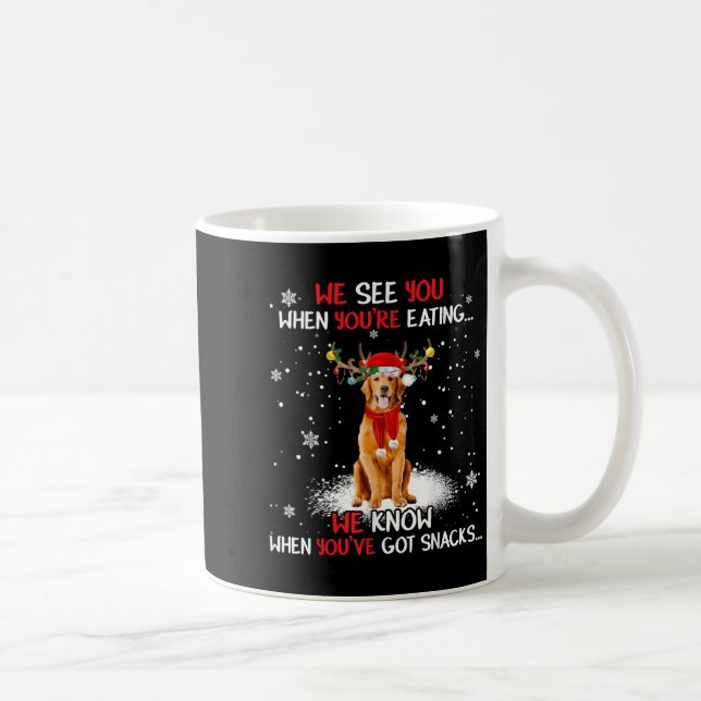 Caneca De Café Santa Golden Retriever Reindeer Light Christmas Pa (Direita)