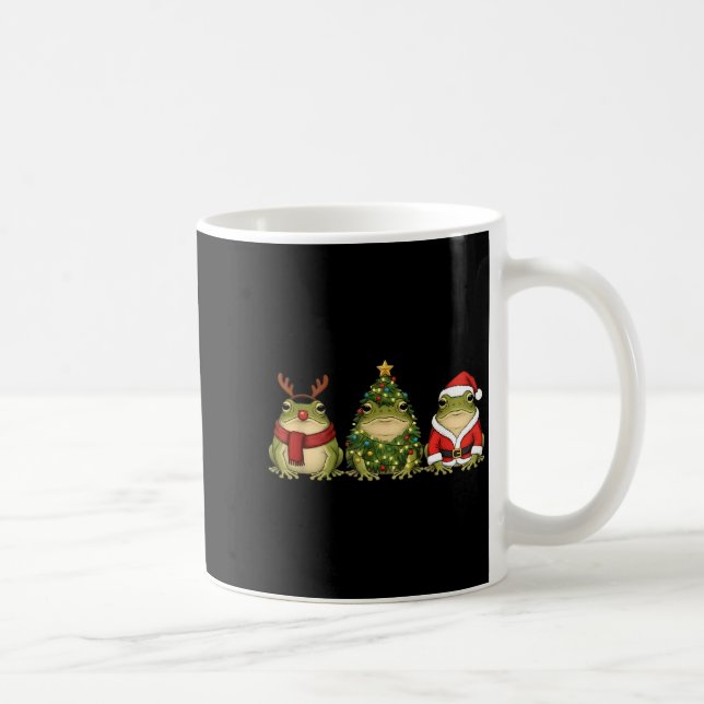 Caneca De Café Santa Green Frog Christmas Tree Frog Lover Animal  (Direita)